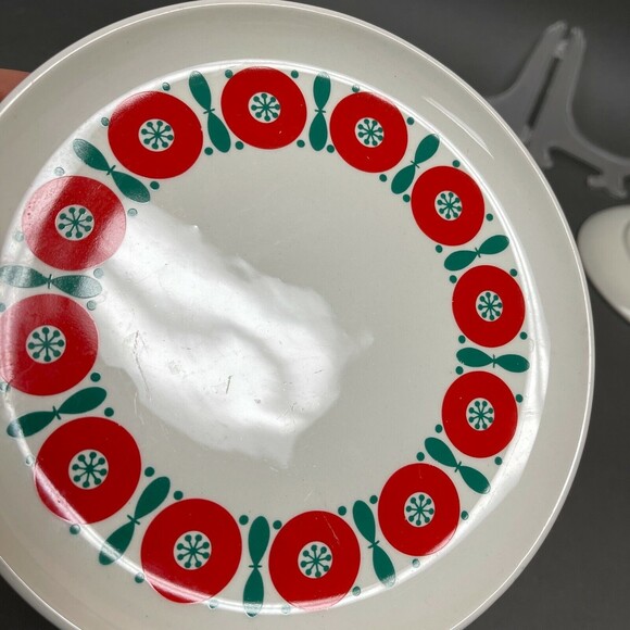 Vintage Anfora Mexico Salad Plates White Red Green 7 3/8" Lot of 4 - Picture 9 of 11